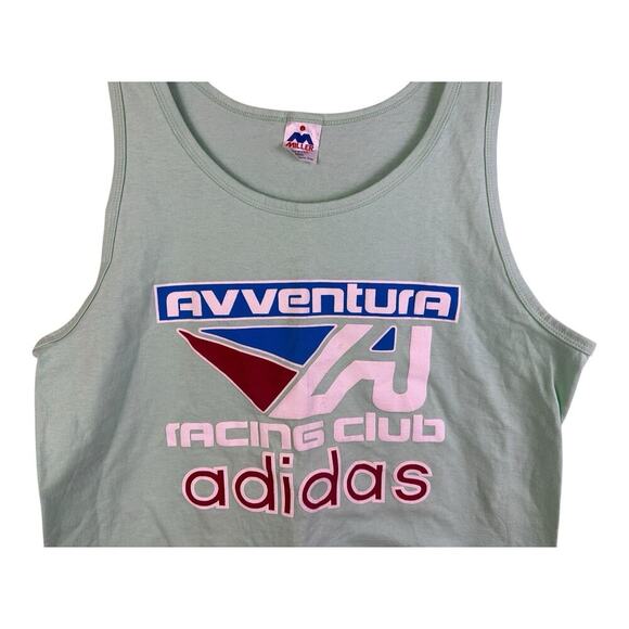 Miller Avventura Racing Club Adidas Aqua Blue Tank Top Shirt Mens Large USA Made - Picture 1 of 13